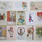 LOT of 13 VALENTINE EMBOSSED ANTIQUE POSTCARDS w/ BOYS GIRLS FLOWERS