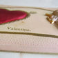 VALENTINE DAY ANTIQUE POSTCARD w/ APPLIQUE CUPID & SILK HEART