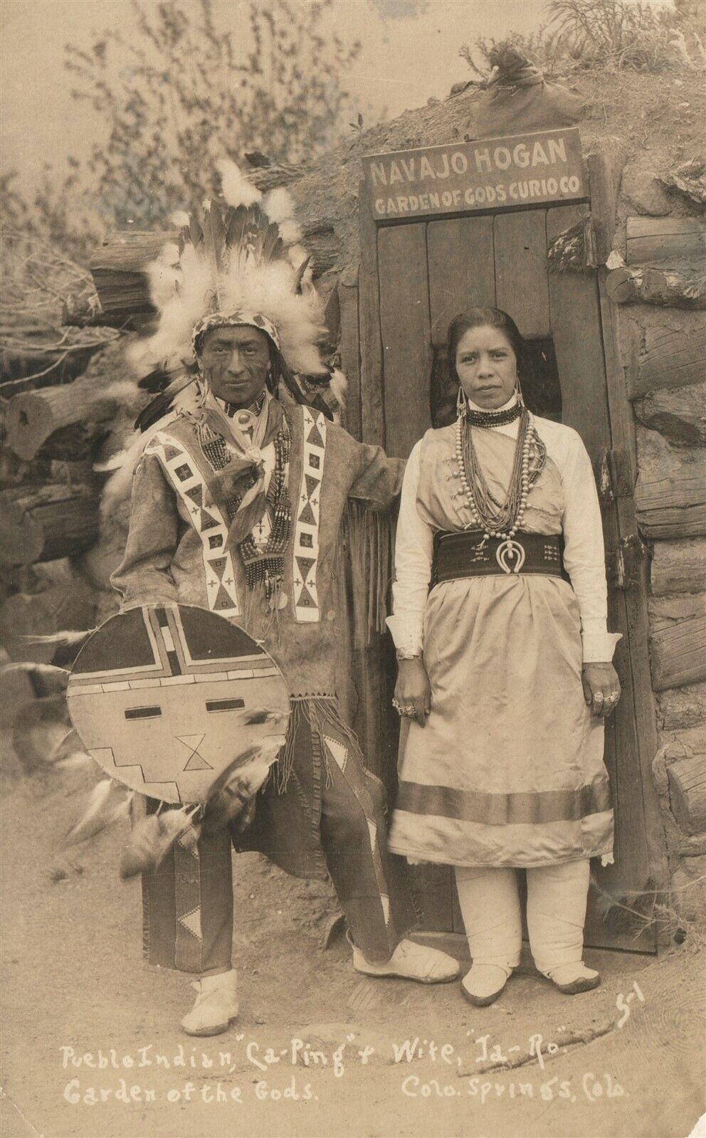 AMERICAN INDIAN NAVAJO HOGAN PUEBLO CA-PING ANTIQUE REAL PHOTO POSTCARD RPPC CO