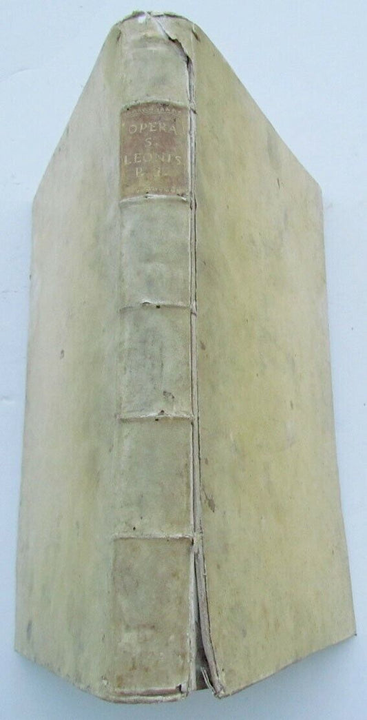 1753 ANTIQUE VELLUM BOUND FOLIO S. LEONIS MAGNI PAPAE PRIMI OPERA OMNIA