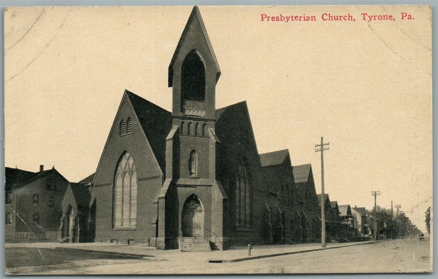 TYRONE PA FIRST PRESBYTERIAN CHURCH ANTIQUE POSTCARD