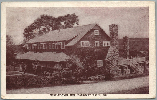 PARADISE FALLS PA NESTLEDOWN INN VINTAGE POSTCARD