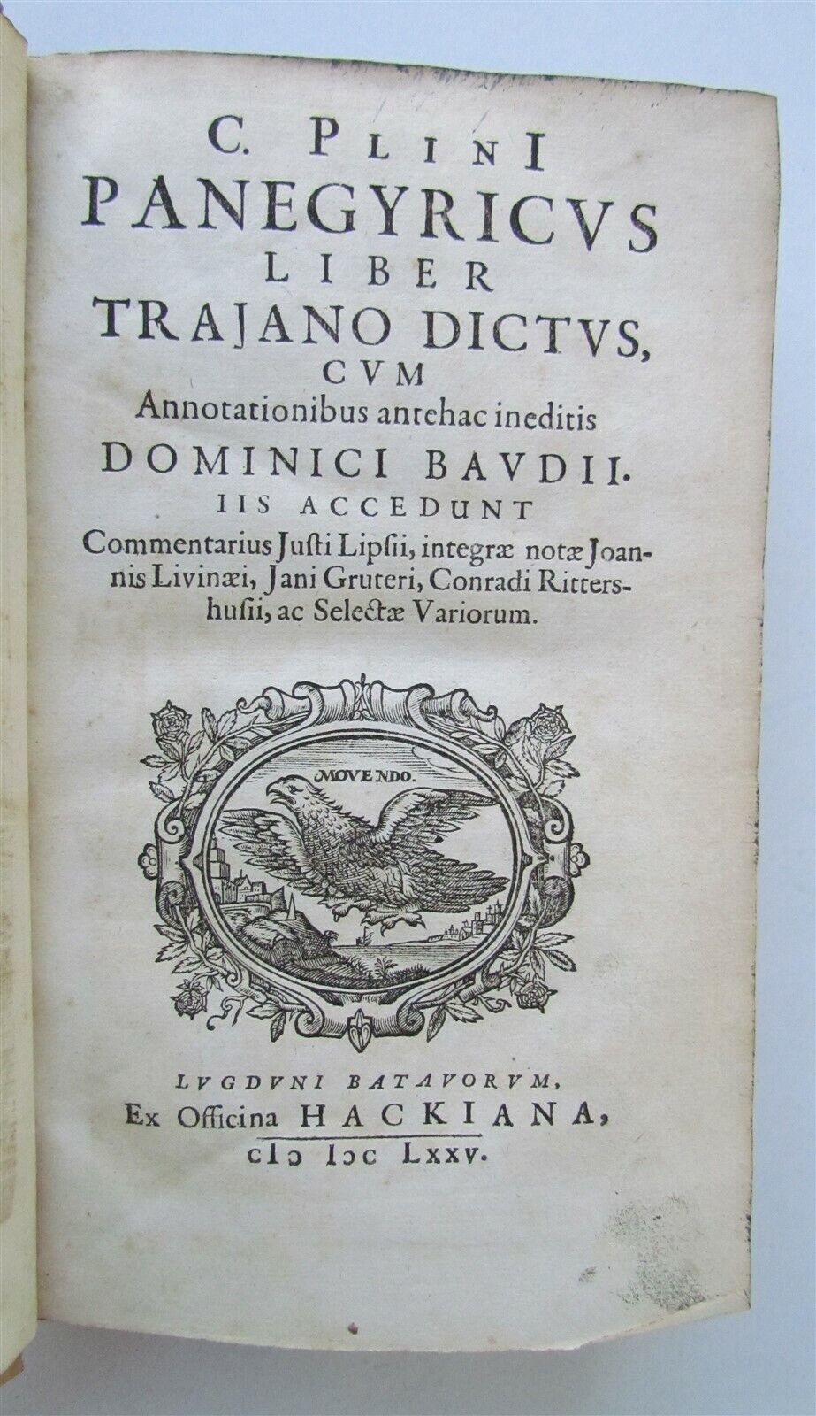 1675 PLINIUS PANEGYRICUS liber TRAIANO DICTUS antique VELLUM BOUND