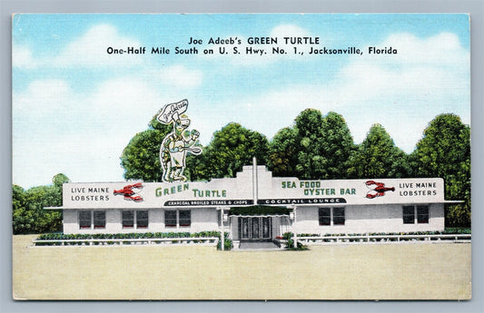 JACKSONVILLE FL JOE ADEEB'S GREEN TURTLE RESTAURANT ADVERTISING VINTAGE POSTCARD