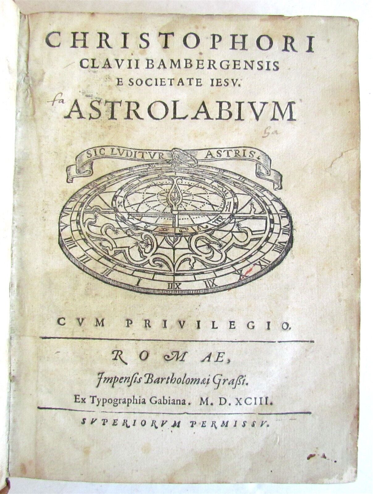 1593 ASTROLABIUM by Christopher Clavius ILLUSTRATED ASTROMNOMY scarce ANTIQUE