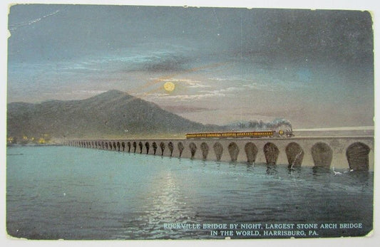VINTAGE POSTCARD ROCKVILLE BRIDGE HARRISBURG PA railroad railway train