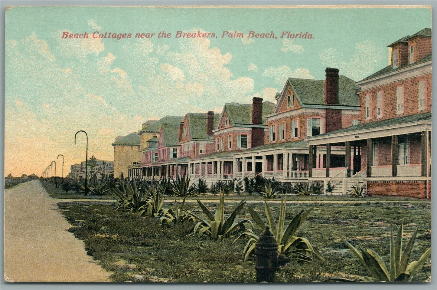 PALM BEACH FL COTTAGES NEAR BREAKERS ANTIQUE POSTCARD