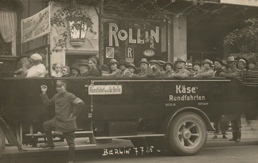 OLD CAR TRUCK AUTOMOBILE BUS BERLIN GERMANY ANTIQUE REAL PHOTO POSTCARD RPPC