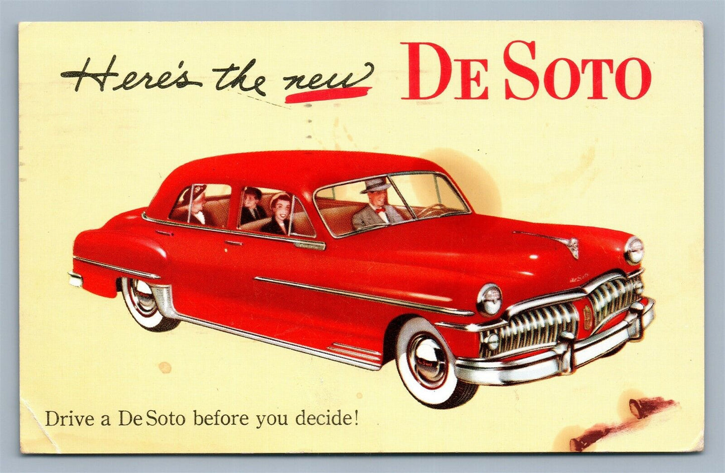 DE SOTO CAR VINTAGE ADVERTISING POSTCARD