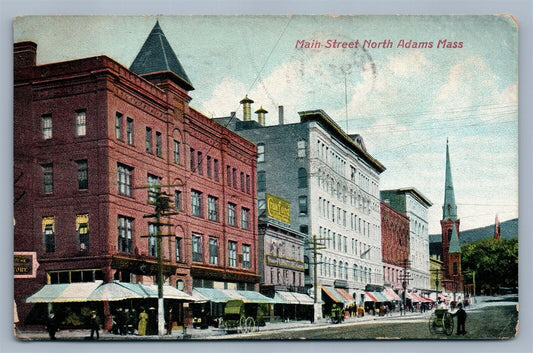 NORTH ADAMS MA MAIN STREET ANTIQUE POSTCARD