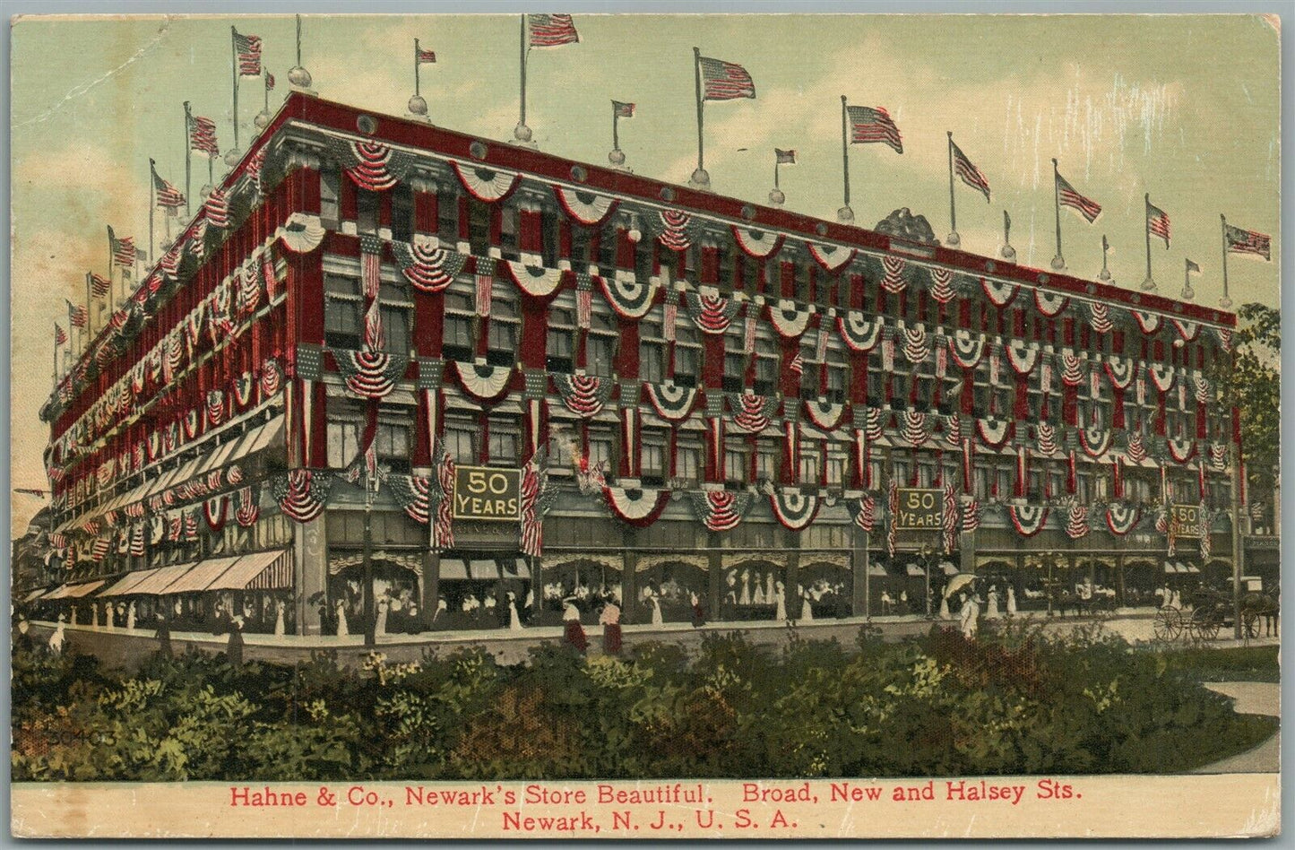 NEWARK NJ HAHNE'S DEPT. STORE 1911 ANTIQUE POSTCARD