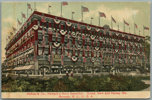 NEWARK NJ HAHNE'S DEPT. STORE 1911 ANTIQUE POSTCARD