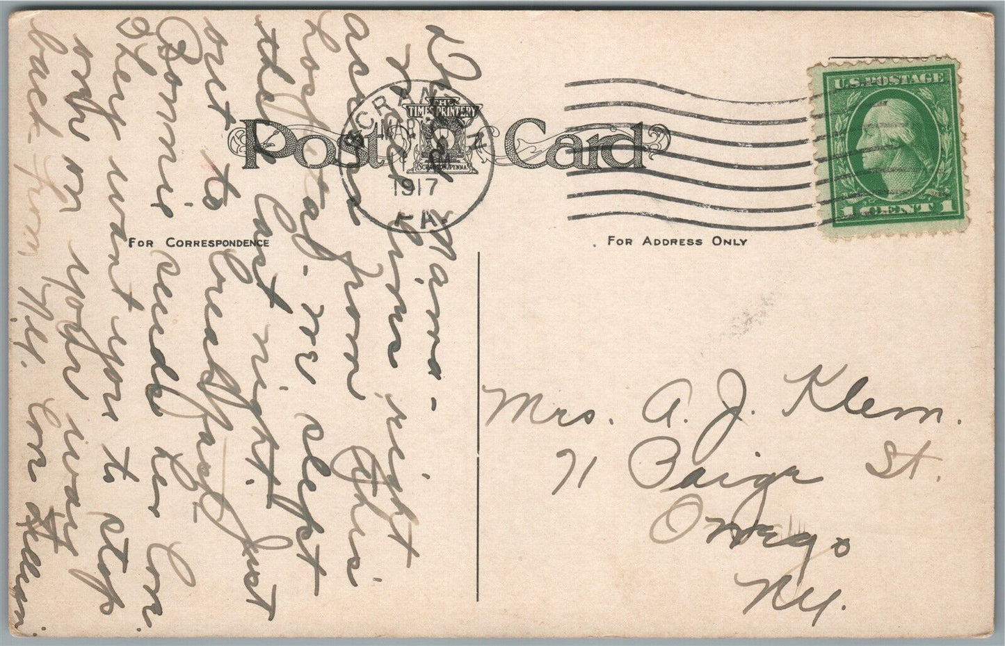 SCRANTON PA MOSES TAYLOR HOSPITAL CLAY AVE. ANTIQUE POSTCARD