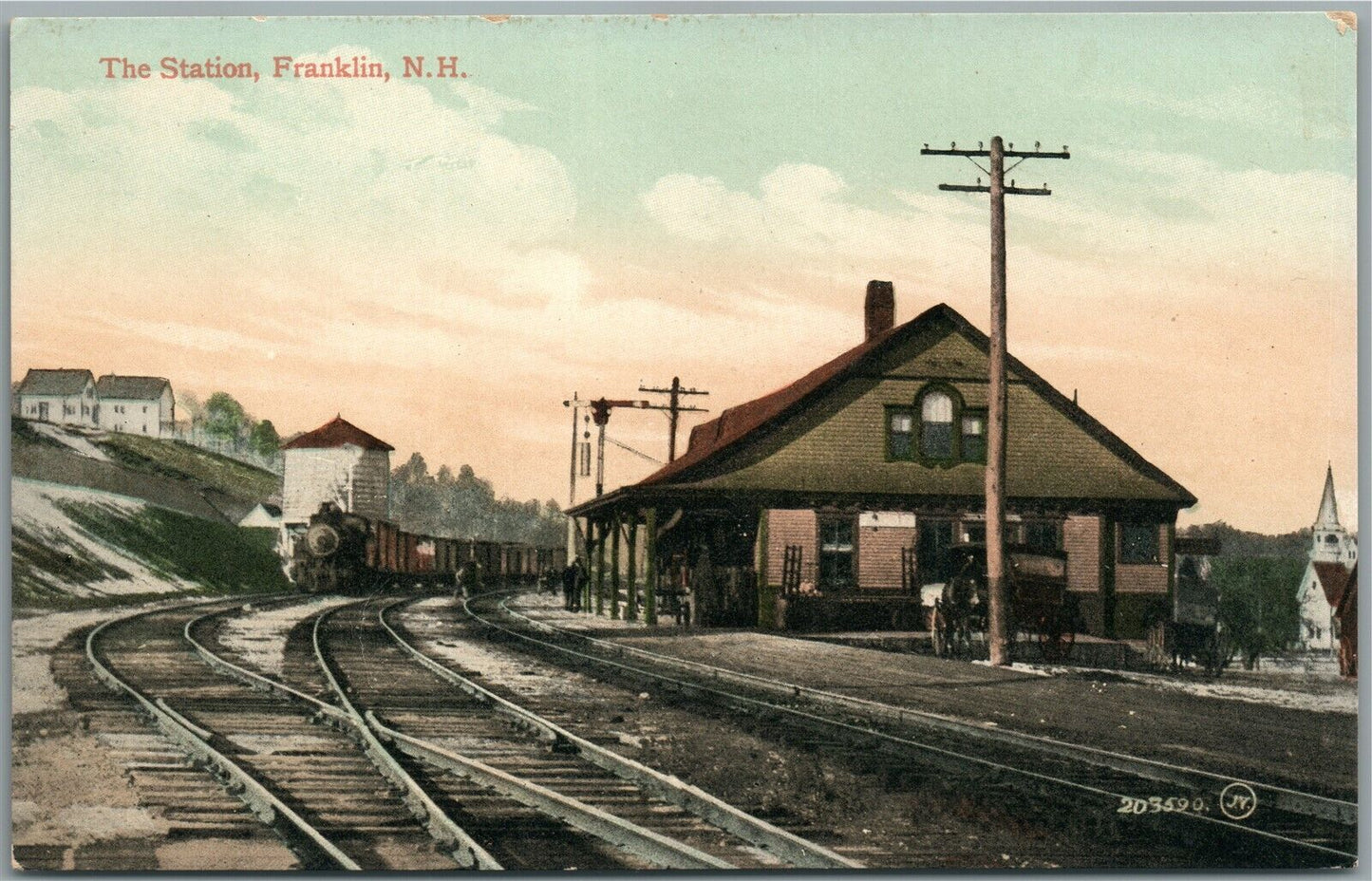 FRANKLIN NH RAILROAD STATION RAILWAY DEPOT ANTIQUE POSTCARD