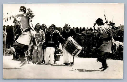 AMERICAN HOPI INDIANS EAGLE DANCE VINTAGE REAL PHOTO POSTCARD RPPC