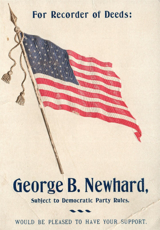 DEMOCRATIC PARTY ELECTION GEORGE NEWHARD ALLENTOWN PA ANTIQUE POSTCARD US FLAG