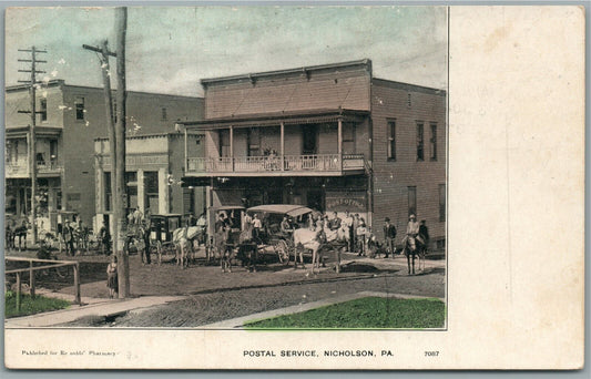 NICHOLSON PA POSTAL SERVICE ANTIQUE POSTCARD