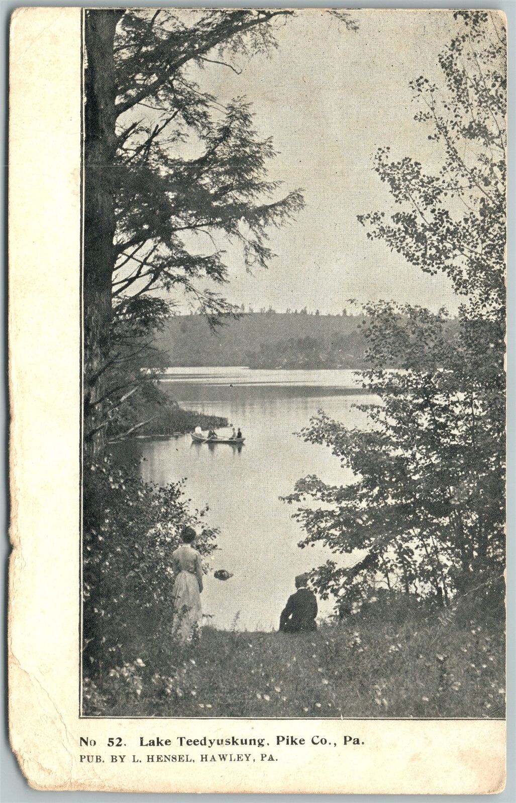 PIKE COUNTY PA LAKE TEEDYUSKUNG UNDIVIDED ANTIQUE POSTCARD PRIVATE MAILING CARD