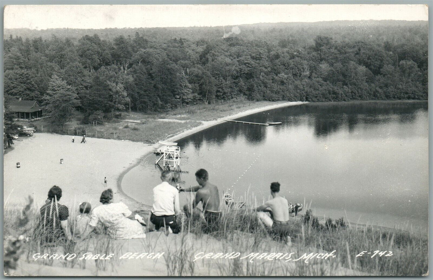 GRAND MARAIS MI GRAND SABLE BEACH VINTAGE REAL PHOTO POSTCARD RPPC