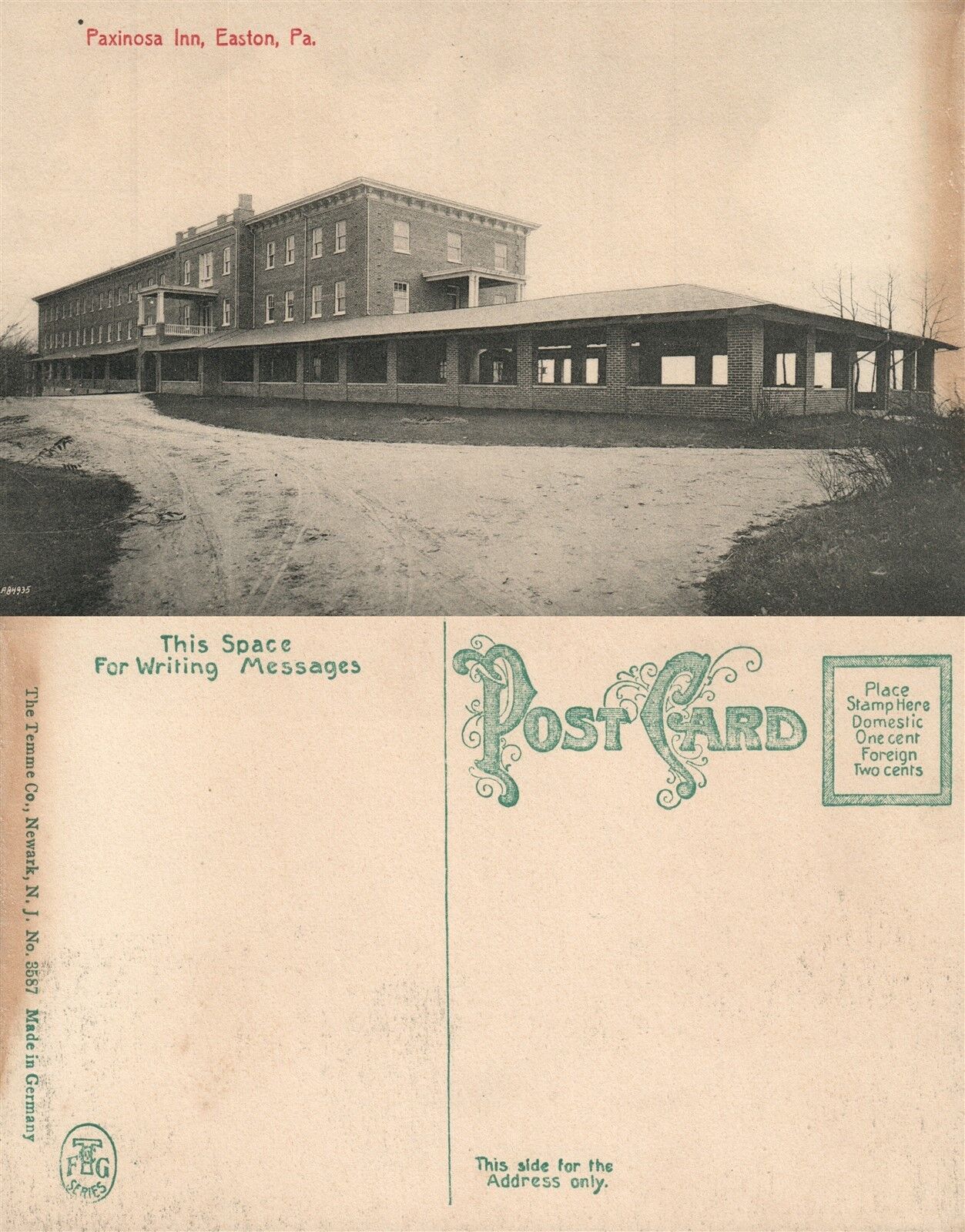 EASTON PA PAXINOSA INN HOTEL ANTIQUE POSTCARD