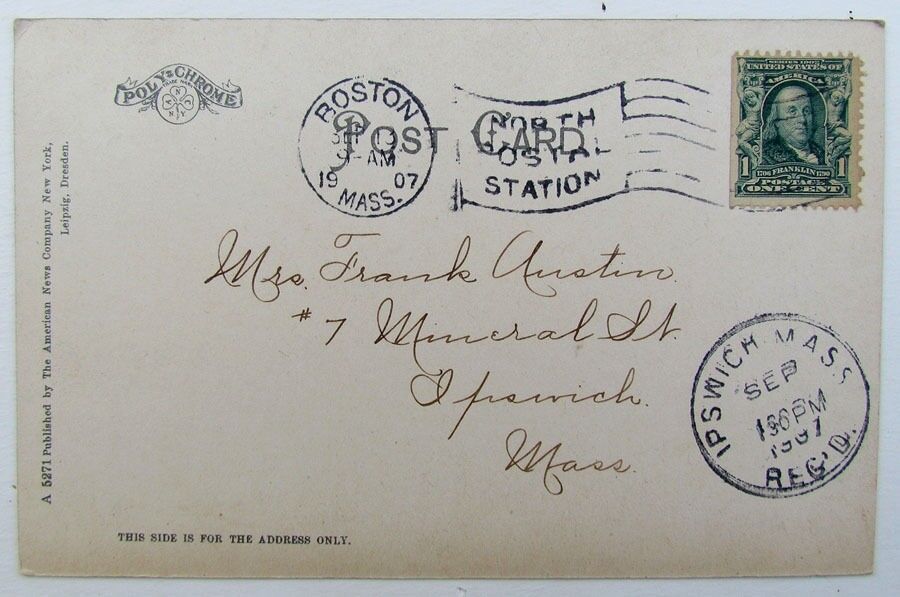 VINTAGE 1907 POSTCARD HAVERHILL STREET FROM JACKSON STREET LAWRENCE MASS.