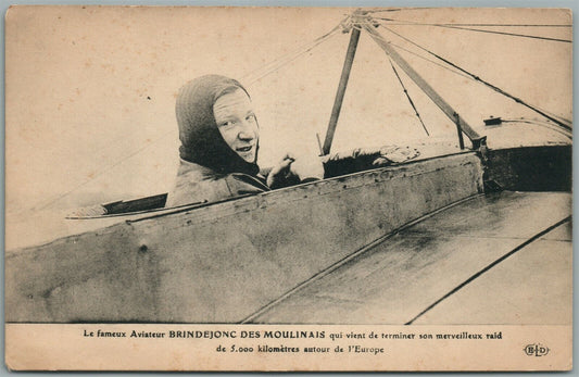 FRENCH AVIATOR MOULINAIS EARLY AVIATION ANTIQUE POSTCARD