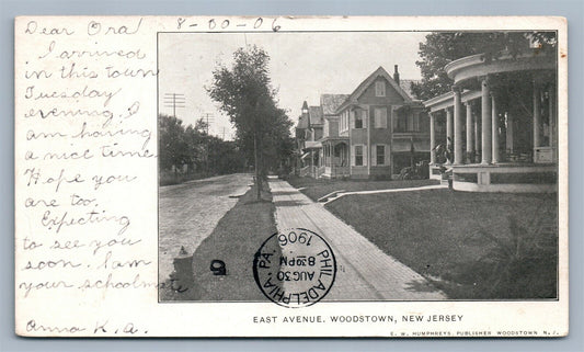 WOODSTOWN NJ EAST AVENUE ANTIQUE POSTCARD