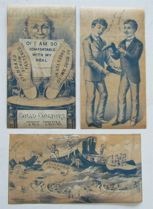 SET OF 3 ANTIQUE VICTORIAN TRADE CARDS BOOTS & SHOE ADVERTISING