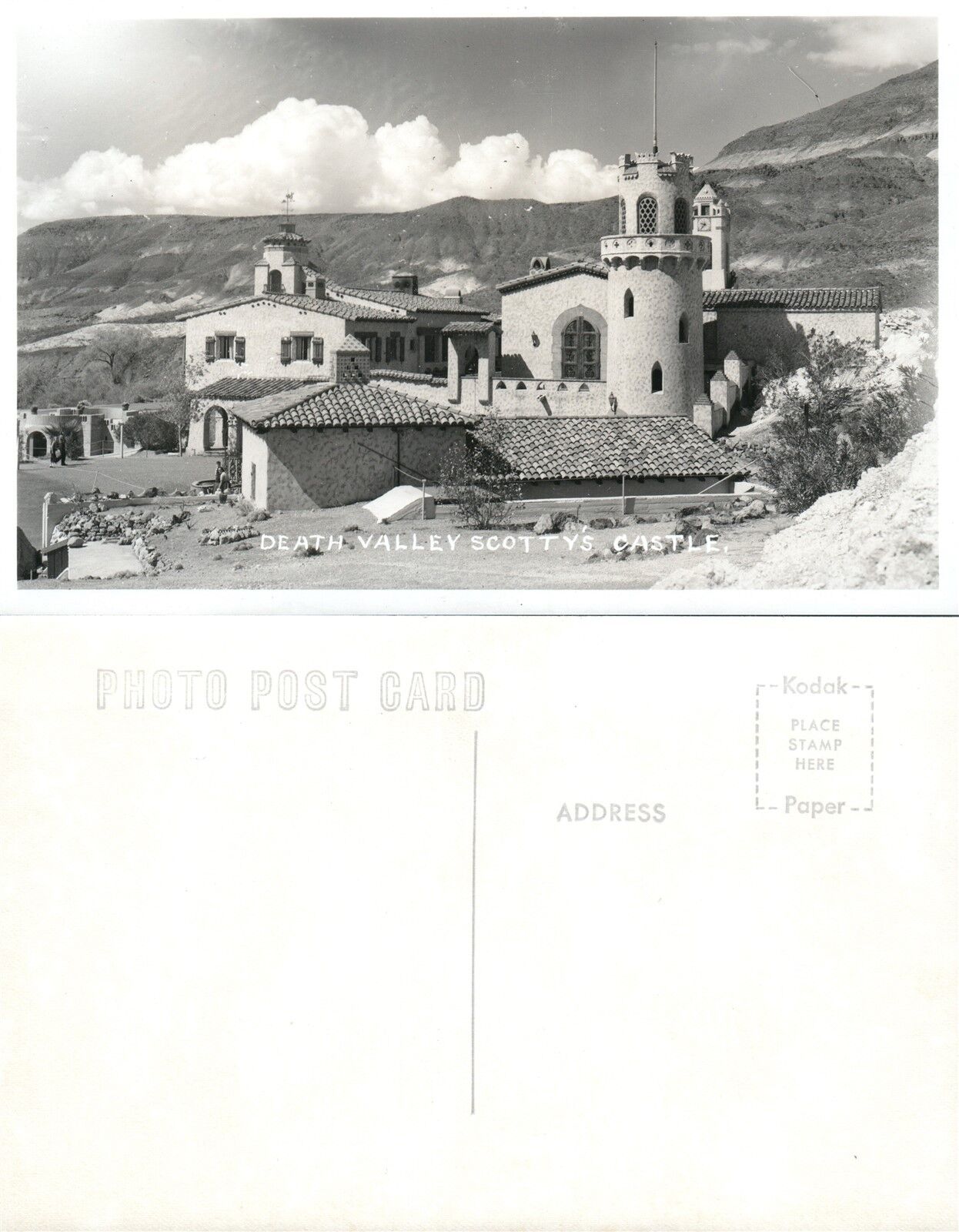 DEATH VALLEY CA SCOTTY'S CASTLE VINTAGE REAL PHOTO POSTCARD RPPC