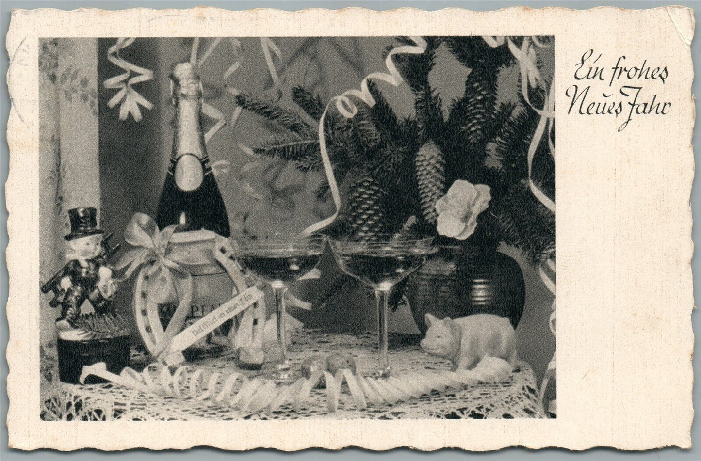 CHRISTMAS NEW YEAR VINTAGE GERMAN POSTCARD