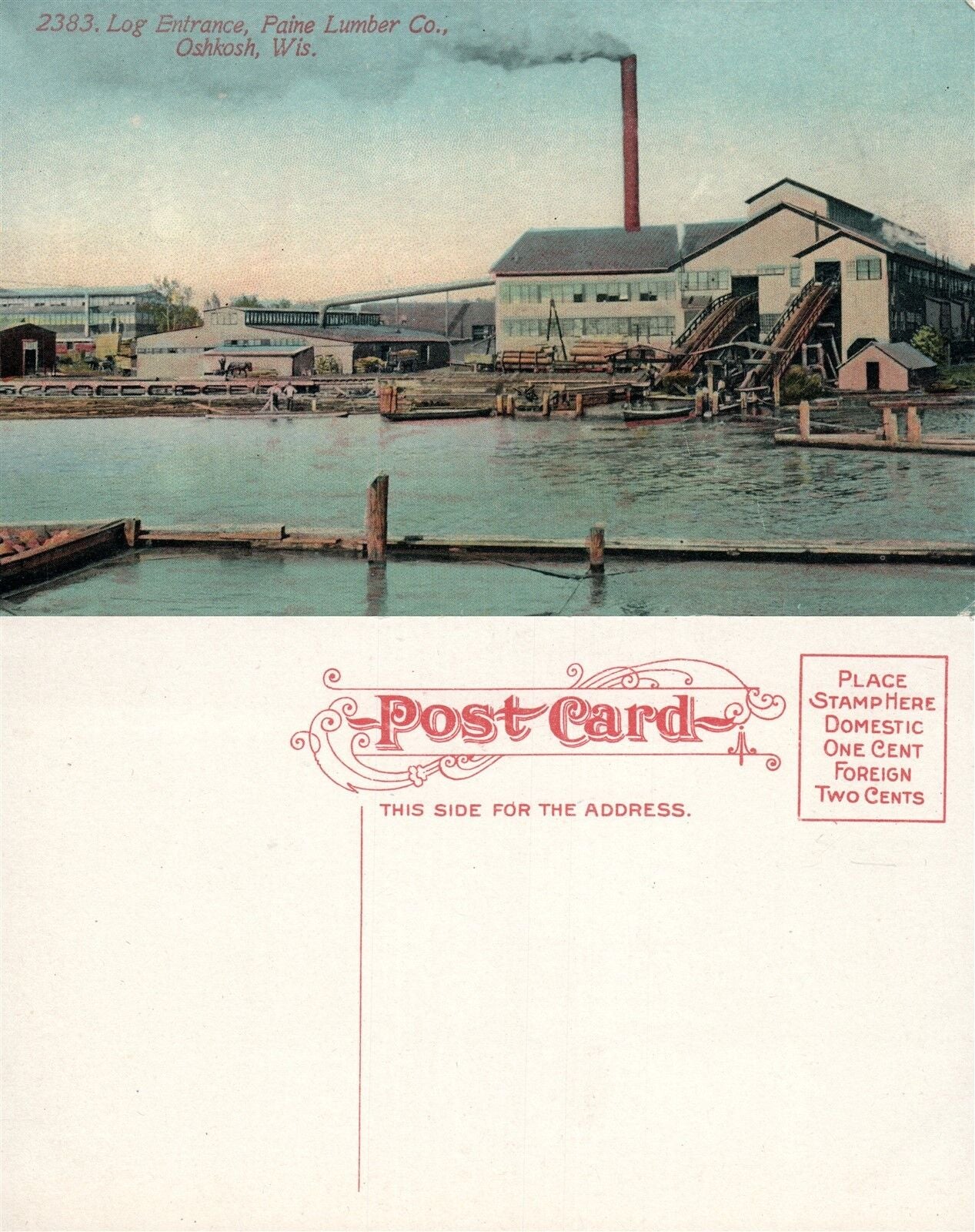 OSHKOSH WI PAINE LUMBER CO. ANTIQUE POSTCARD