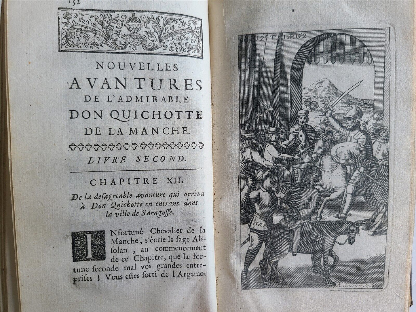 1716 DON QUIXOTE DE LA MANCHE 2 VOLS antique ILLUSTRATED RARE FRENCH EDITION