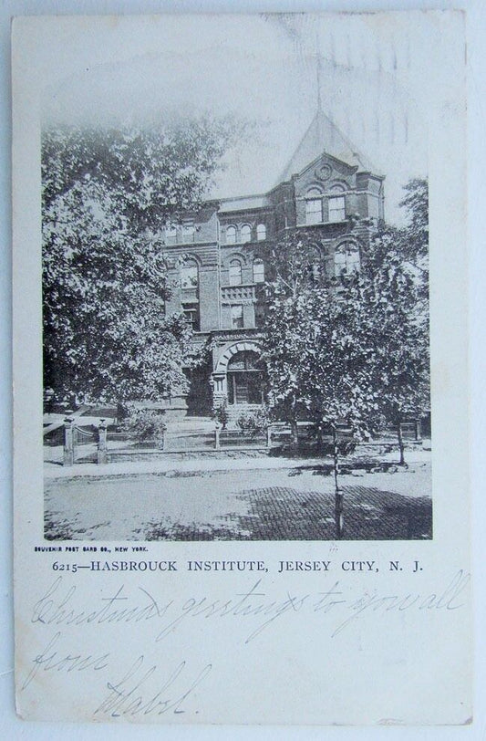 VINTAGE 1905 UNDIVIDED POSTCARD HASBROUCK INSTITUTE JERSEY CITY N.J.