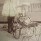 GIRL w/ DOLL IN STROLLER ANTIQUE VICTORIAN CABINET PHOTO