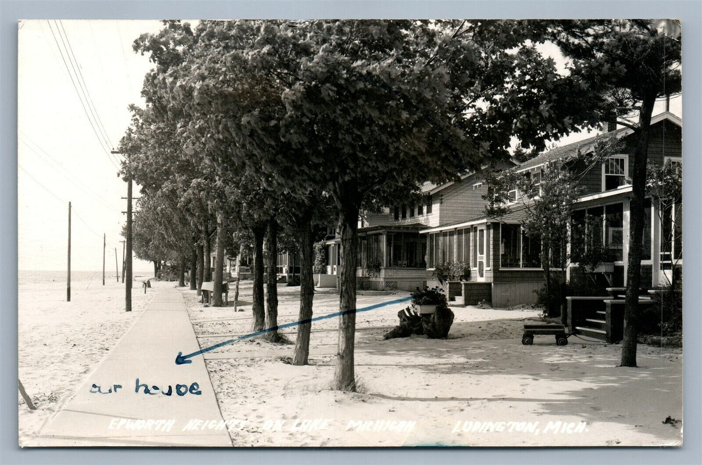 LUDINGTON MI EPWORTH HEIGHTS on LAKE MICHIGAN ANTIQUE REAL PHOTO POSTCARD RPPC