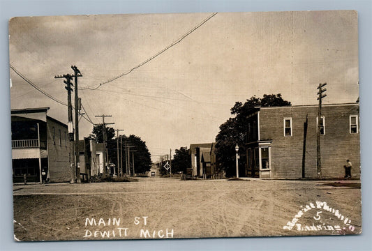 DEWITT MI MAIN STREET ANTIQUE REAL PHOTO POSTCARD RPPC