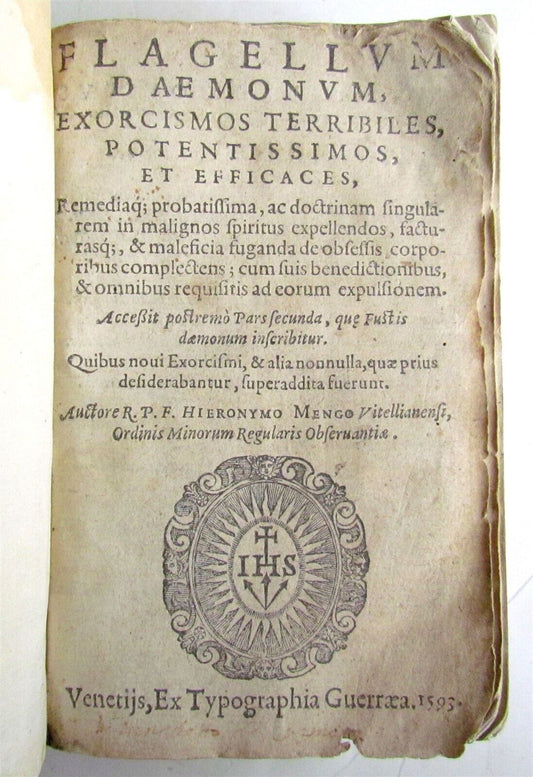 1593 OCCULT WITCHCRAFT FLAGELLUM DAEMONUM EXORCISMOS antique 16th century LATIN