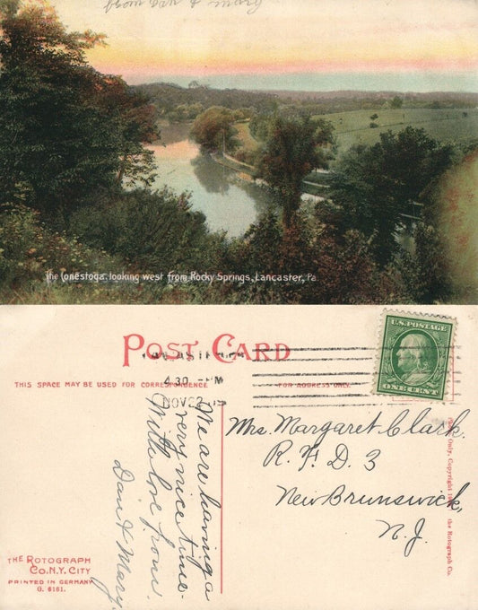 LANCASTER PA CONESTOGA FROM ROCKY SPRINGS ANTIQUE 1909 POSTCARD
