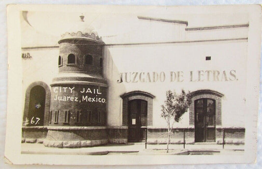 VINTAGE RPPC 1929 REAL PHOTO POSTCARD CITY JAIL JUAREZ MEXICO juzgado de letras