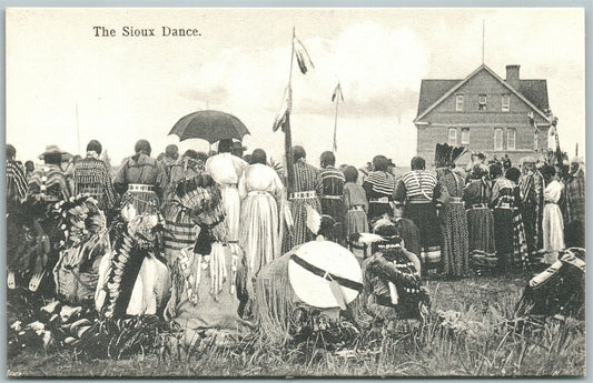 SIOUX INDIANS DANCE ANTIQUE PRIVATE POSTCARD