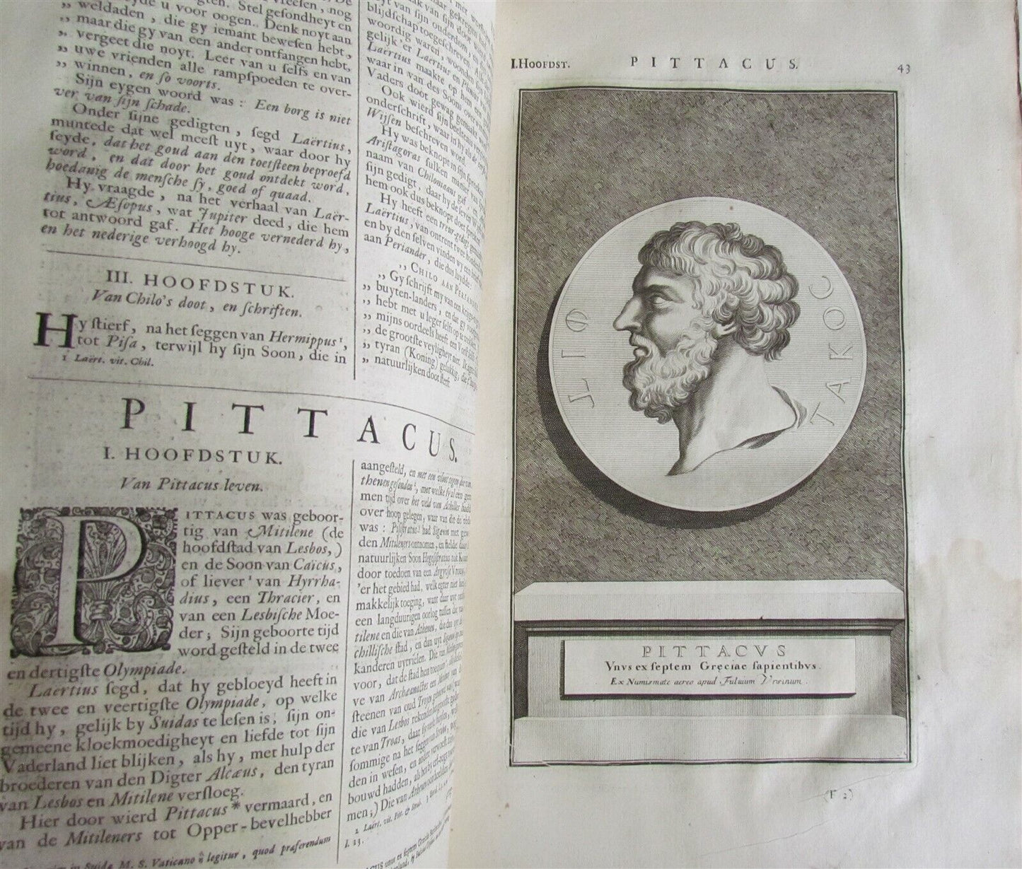 1702 DESCRIPTION of GREEK & EASTERN PHILOSOPHERS FOLIO antique 45 ENGRAVINGS