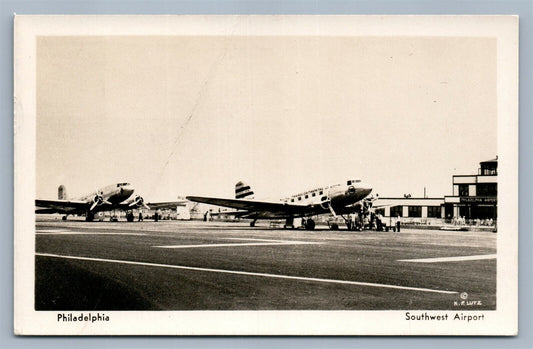 PHILADELPHIA PA SOUTHWEST AIRPORT VINTAGE REAL PHOTO POSTCARD RPPC