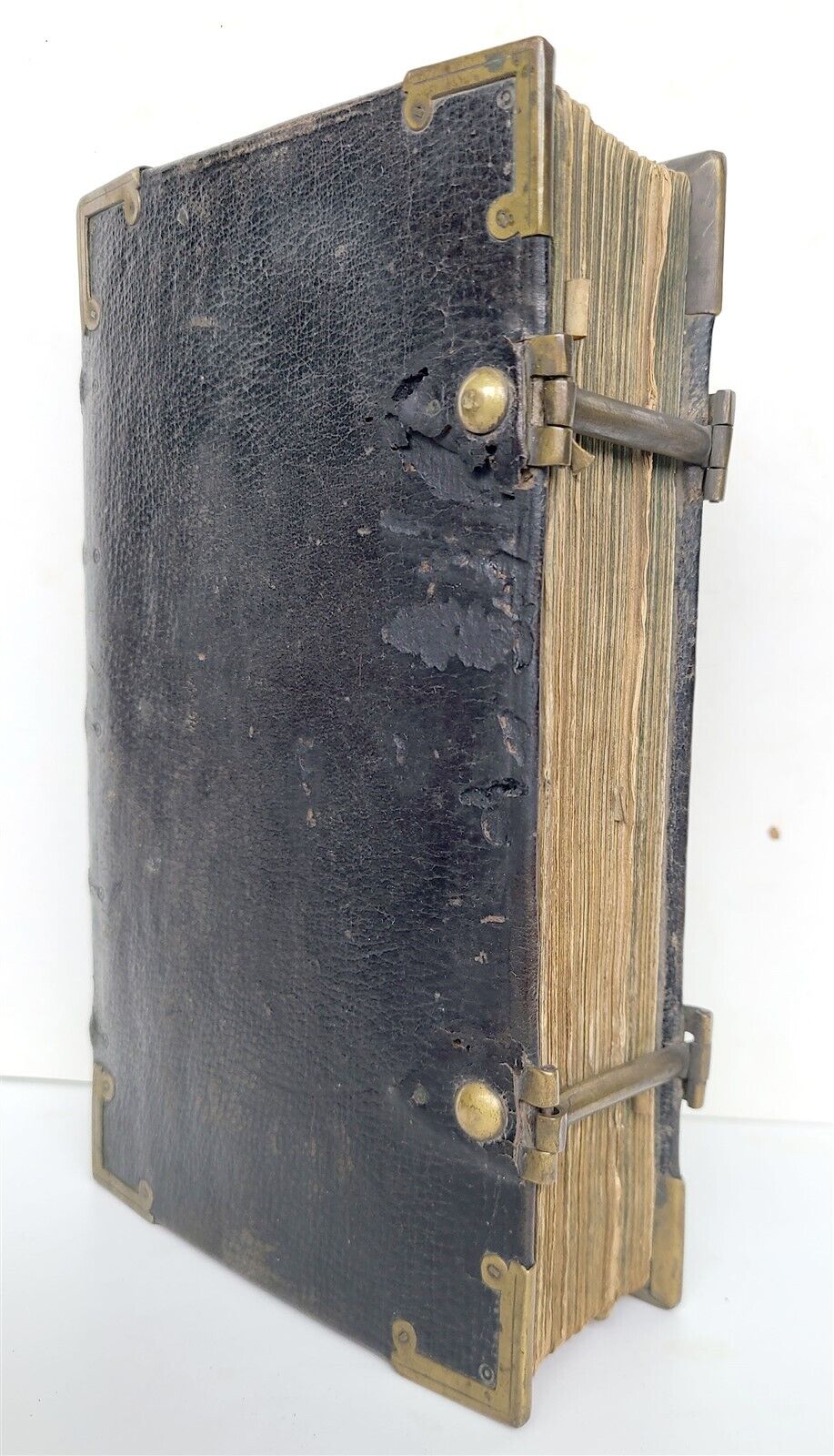 1717 BREVARIUM ROMANUM antique PLANTIN PRESS leather w/ brass corners & clasps