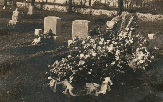 CEMETERY w/ TOMBSTONES ANTIQUE REAL PHOTO POSTCARD RPPC