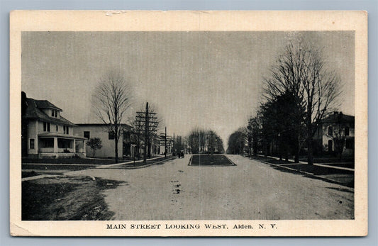 ALDEN NY MAIN STREET LOOKING WEST 1921 ANTIQUE POSTCARD