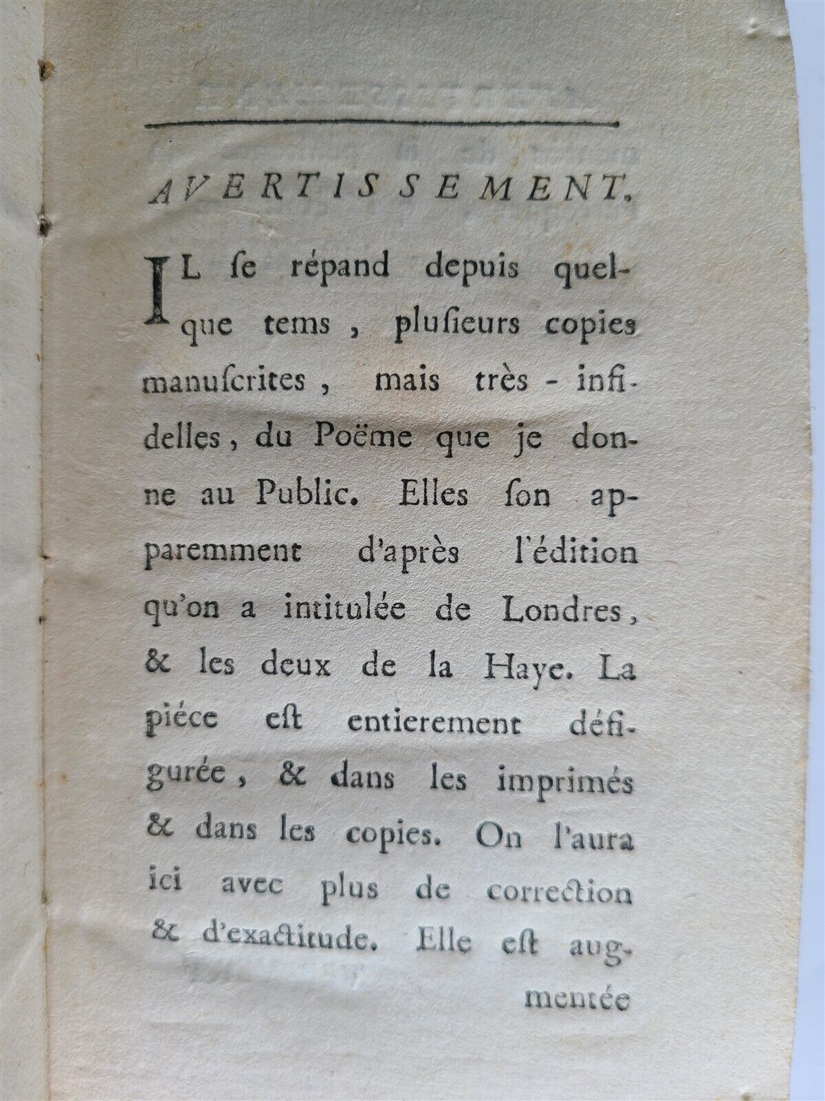 1736 VER-VERT ou les voyages DU PERROQUET DE NEVERS FRENCH POETRY antique