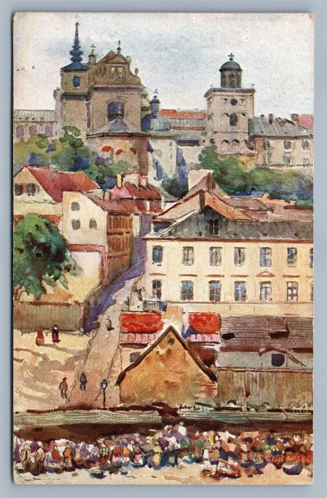 WARSAW POLAND ANTIQUE POSTCARD WARSZAWA ULICA MARJENSZTADT