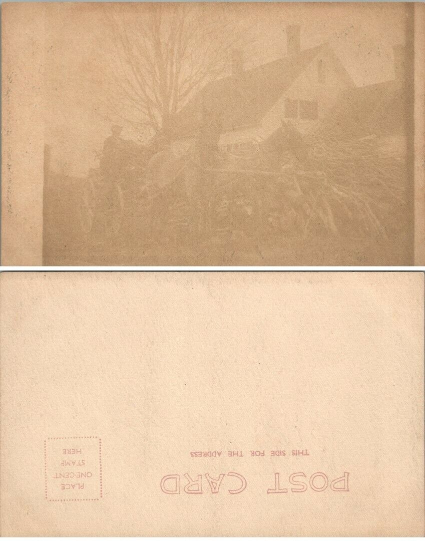HORSE WAGON SCENE RPPC ANTIQUE REAL PHOTO POSTCARD