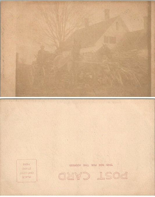 HORSE WAGON SCENE RPPC ANTIQUE REAL PHOTO POSTCARD