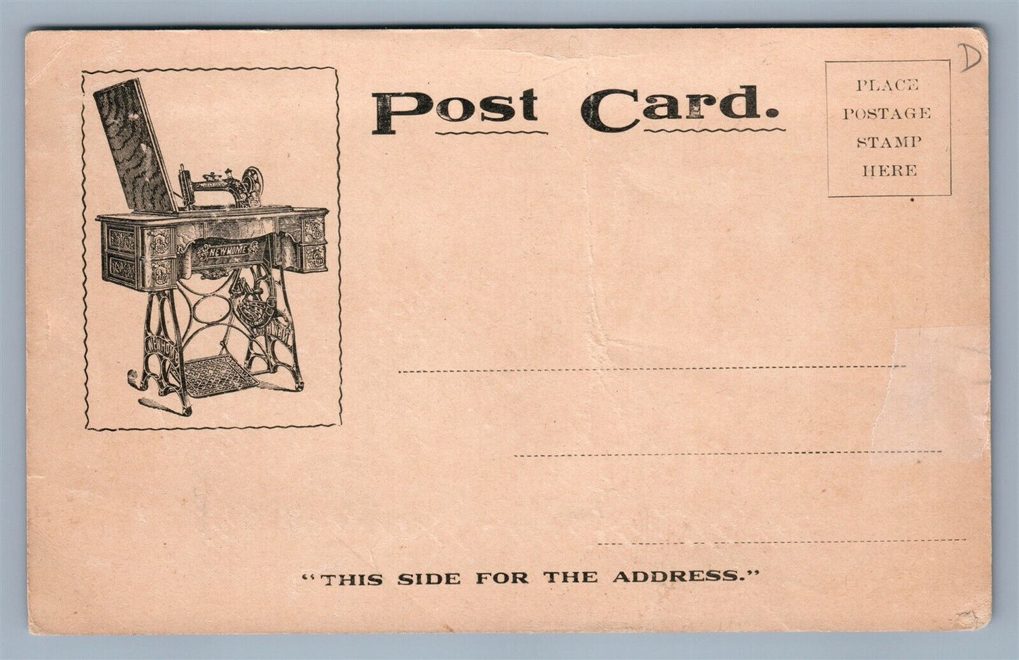 NEW HOME SEWING MACHINE CO ADVERTISING ANTIQUE POSTCARD